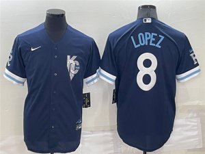 Kansas City Royals #8 Nicky Lopez 2022 Navy City Connect Cool Base Jersey